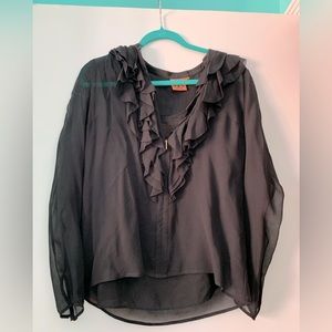 Tory Burch Black Silk sheer top with camisole, size 4 (2 pieces)